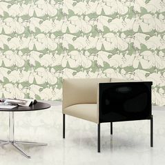 wallpaper design storks family bonds fresh green beige in a ambience B&B Italia